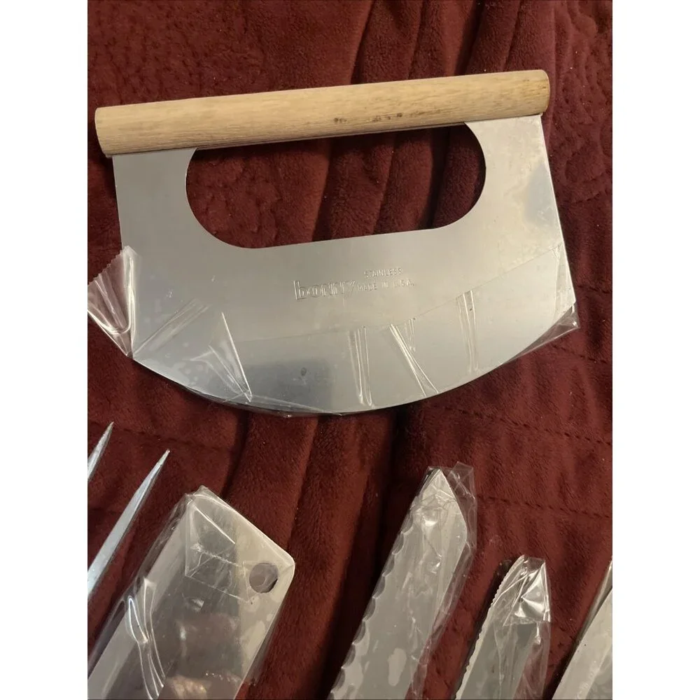 Vintage Kitchen Knife/misc. Lot of 9 Wood & Plastic Handles , Fork, Chop, Slice